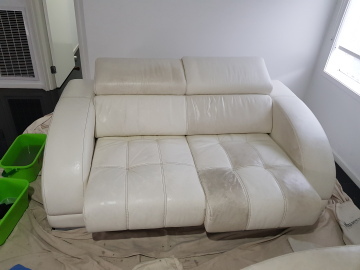 Leather couch client didn't think was very soiled